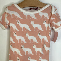 Size 12-18m: Milkbarn Pink White Fox Short Sleeve Long Romper