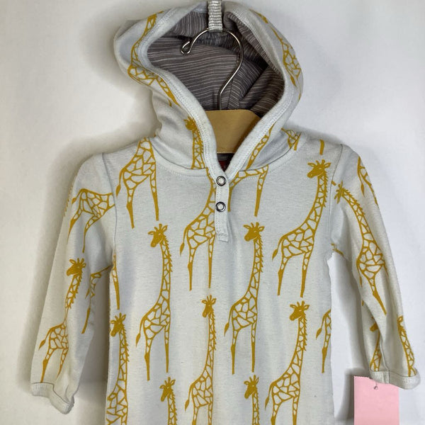 Size 6-12m: Milkbarn White Yellow Giraffe Long Sleeve Long Hooded Romper