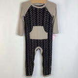 Size 12-18m: Kyte Brown Black Patterned Long Sleeve Long Romper