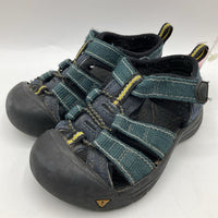 Size 7: Keens Green/Black Velcro Strap Sandals