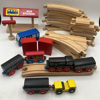 2 Gallon Bag Of Assorted Wooden Brio Tracks & Accessories