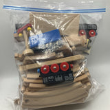 2 Gallon Bag Of Assorted Wooden Brio Tracks & Accessories