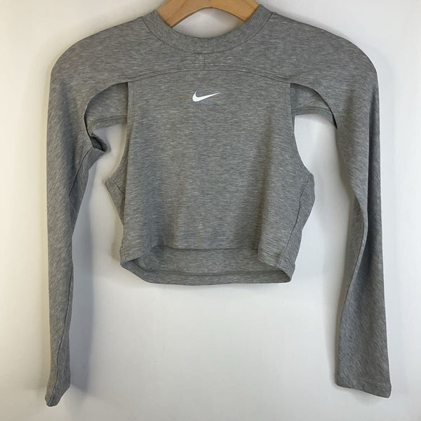Size 10-12: Nike Grey Dry Fit Cropped Breathable Long Sleeve Shirt-NEW W/Tag