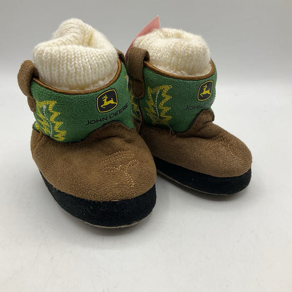 Size 0-6m: John Deer Soft Soled Bronw/Green Cowboy Booties