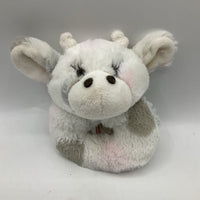 Little Giraffe White Fuzzy Plush Cow Rattle