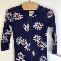 Size 12-18m (75): Hanna Andersson Dark Blue/Colorful Flowers Print 1pc PJs