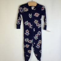 Size 12-18m (75): Hanna Andersson Dark Blue/Colorful Flowers Print 1pc PJs