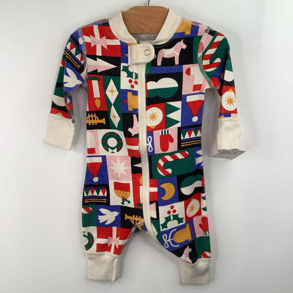 Size 0-3m (50): Hanna Andersson Colorful Holiday Symbols 1pc Pjs