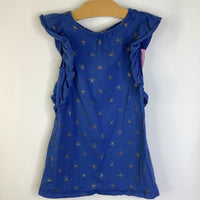 Size 4: Tea Blue/Golden Stars Ruffle Short Sleeve Dress