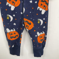 Size 6-12m: Hanna Andersson Blue Orange Jack-O-Lantern/Pumpkins Zip-Up 1pc PJs