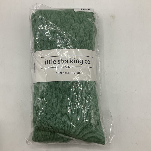 Size 1-2Y: Little Stocking Co. Green Cable Knit Tights NEW