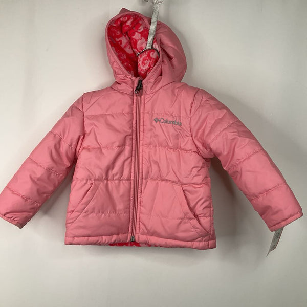 Size 18-24m: Columbia Pink Abstract Animal Print Fleece/Puffer Reversible Winter Coat