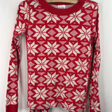 Size 8 (130): Hanna Andersson Red Creme Snowflake 2pc PJs
