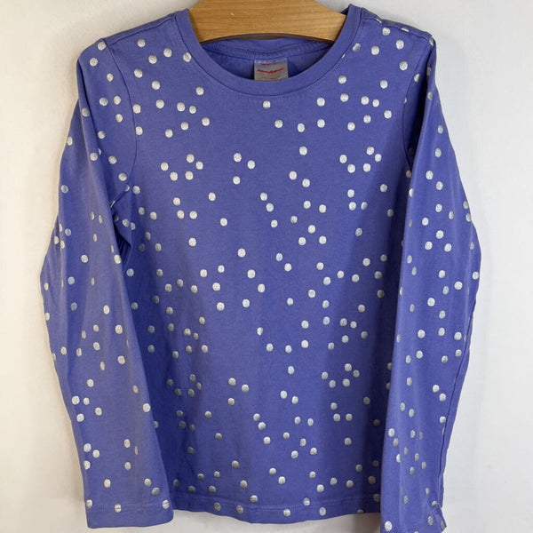 Size 6-7 (120): Hanna Andersson Light Purple Silver Polka Dots Long Sleeve Shirt