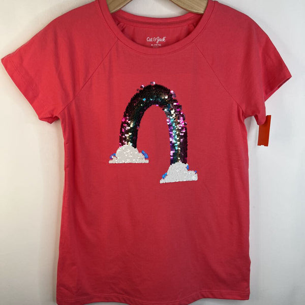 Size 14-16: Cat & Jack Coral Sequin Rainbow T-Shirt