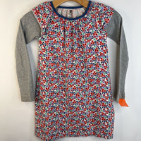 Size 7: Tea White Colorful Floral Grey Long Sleeve Dress