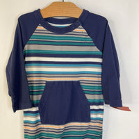 Size 12-18m: Tea Blue/White/Orange Striped Long Sleeve Romper