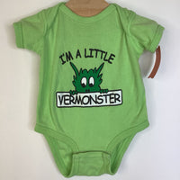Size 6m: Rabiit Bear Green "I'm A Little Vermonster" Onesie