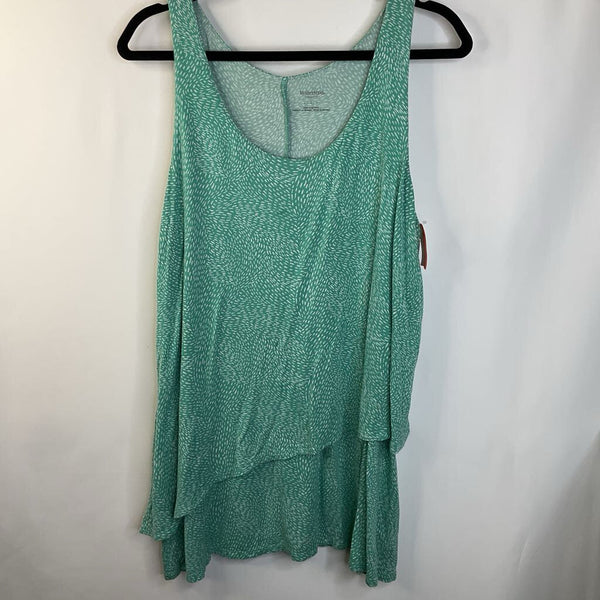 Size L: Motherhood Green/White Polka Dots Tank Top