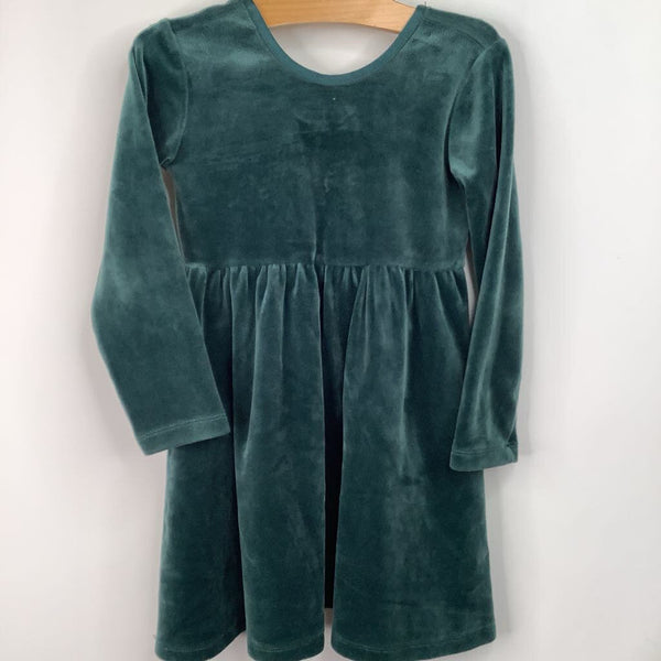 Size 4 (100): Hanna Andersson Green Velour Long Sleeve Dress