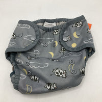 Size 0-9m: Thirsties Grey Cows Adjustable Snap Diaper Cover