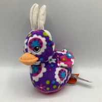 Mary Meyer Pink/Purple/Colorful Floral Small Duck w/ Bunny Ears Plush