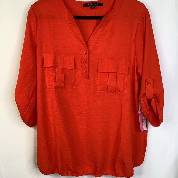 Size M: Mary & Mo Bright Red 3/4 Sleeve Shirt - New w/ Tags