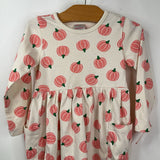 Size 3 (90): Hanna Andersson Creme Orange Pumpkins Long Sleeve Dress w/ Pockets