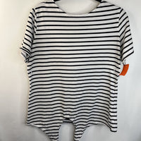 Size M: Nursing Queen Black/White Striped Nursing T-Shirt