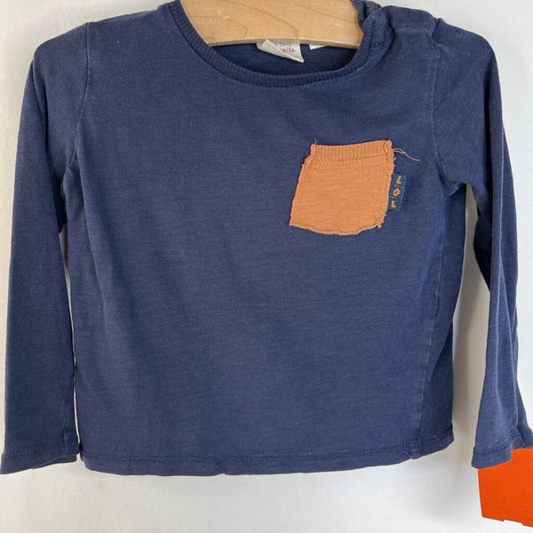 Size 18-24m: Zara Dark Blue/Brown Pocket Long Sleeve Shirt