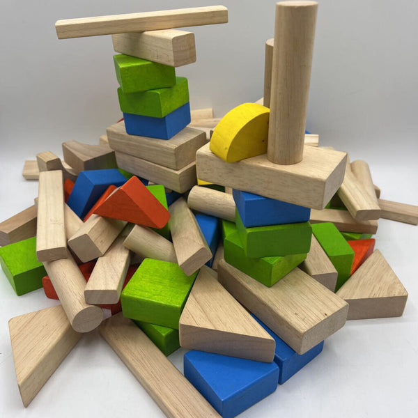 2 Gallon Bag Of Assorted Wooden Building Blocks