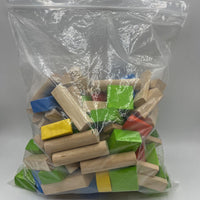 2 Gallon Bag Of Assorted Wooden Building Blocks