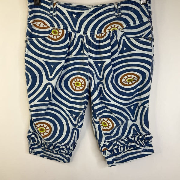 Size 12: Oilily Blue/White Swirls/Eyes Shorts