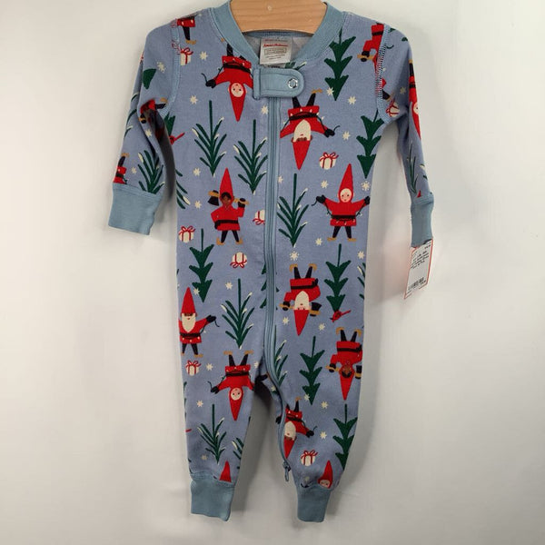 Size 3-6m (60): Hanna Andersson Blue Holiday Elves Print 1p PJs