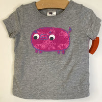 Size 12-18m (75): Hanna Andersson Grey/Pink Pig T-Shirt