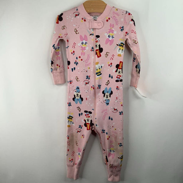 Size 12-18m (75): Hanna Andersson Pink Mickey Mouse Holiday Print 1pc PJs