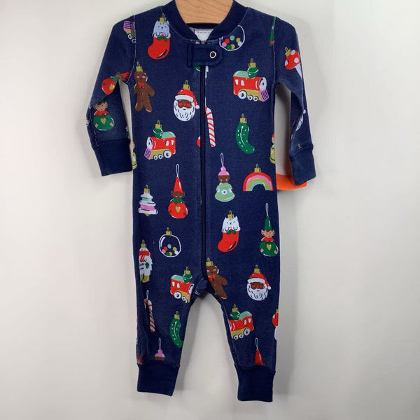 Size 6-12m (70): Hanna Andersson Blue Ornaments Print 1pc PJs