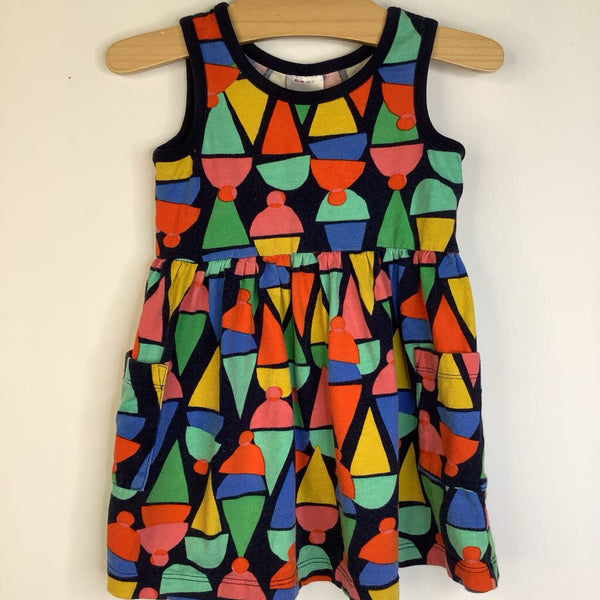 Size 2 (85): Hanna Andersson Blue/Colorful Abstract Ice Cream Cones Tank Dress