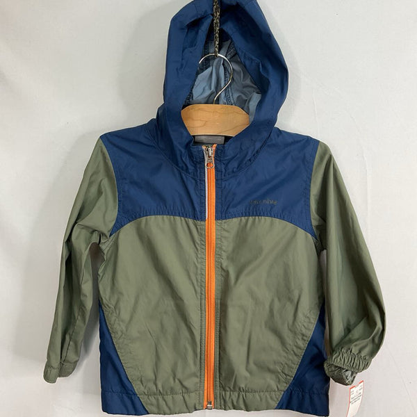 Size 3: Columbia Navy/Green/Orange Trim Rain Coat