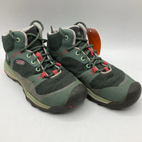 Size 1Y: Keens Green Lace-Up Waterproof Hiking Boots