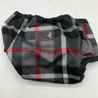 Size NB: Rumparooz Black/Red/White Striped Adjustable Velcro Diaper Cover