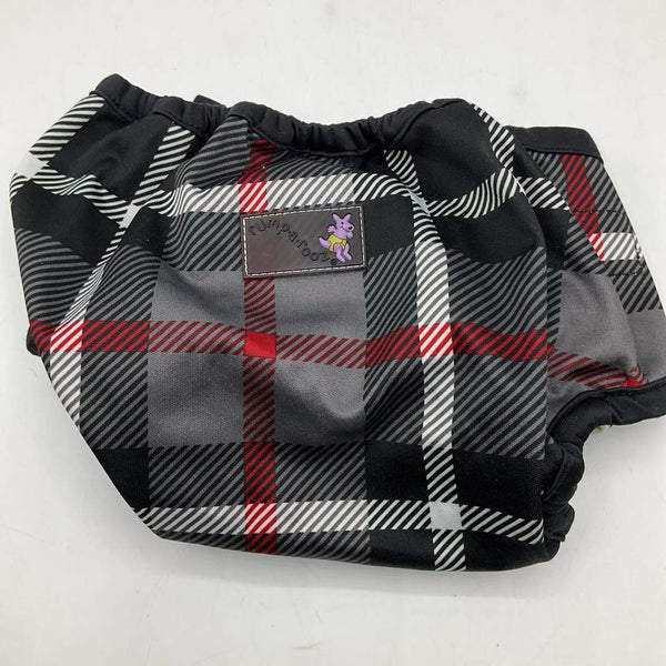 Size NB: Rumparooz Black/Red/White Striped Adjustable Velcro Diaper Cover