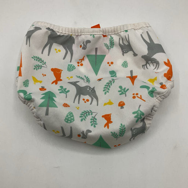 Size 1: Thirsties White/Colorful Forest Animals Adjustable Snap Diaper Cover