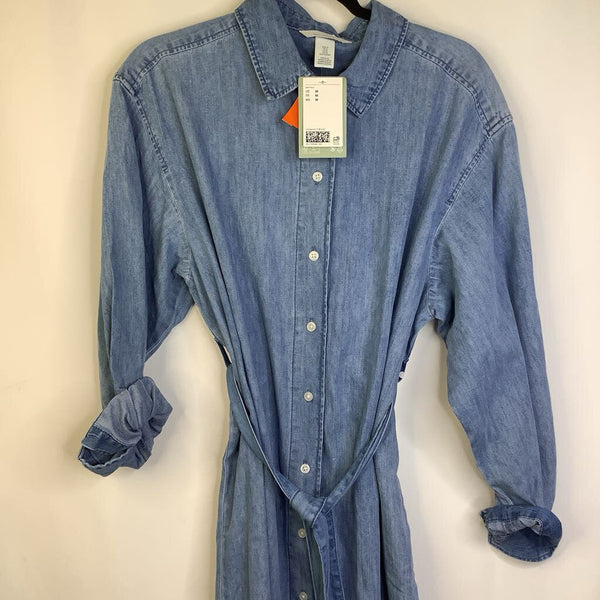 Size M: H&M Blue Button-Up Long Sleeve Dress-NEW W/Tag