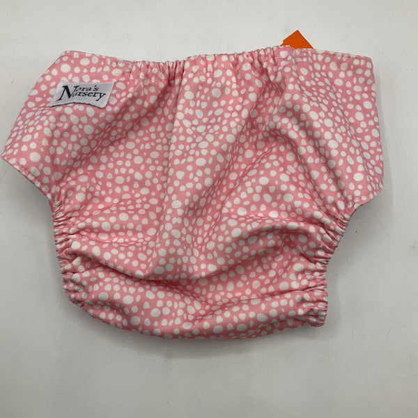 Size O/S: Nora's Nursery Pink/White Dots Adjustable Snap Diaper