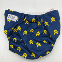 Size O/S: Nora's Nursery Dark Blue Yellow Arrows Adjustable Snap Diaper