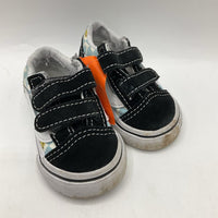 Size 3: Vans Black Blue/White Checkered Velcro Strap Sneakers