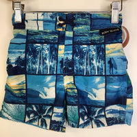 Size 4: Body Glove Black Blue Beach Images Board/Swim Shorts