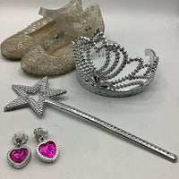 Size 3-4: Fairy/Princess Tiara/Earrings/Wand/Pumps 4pc Costume Accessories