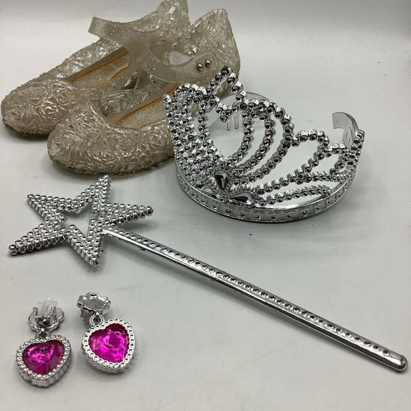 Size 3-4: Fairy/Princess Tiara/Earrings/Wand/Pumps 4pc Costume Accessories